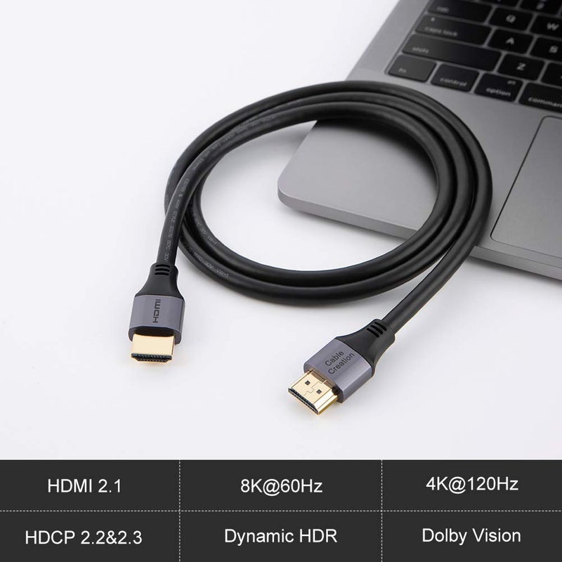 CableCreation 8K HDMI Cable 6.6FT/2m, 48Gbps Fast Speed 3D 8K@60 4K@120 144Hz HDMI to HDMI Cable eARC HDR10 HDCP 2.2 2.3 for MacBook Pro, Roku TV, HDTV, PS5, PS4, Xbox, Blu-ray - Image 2